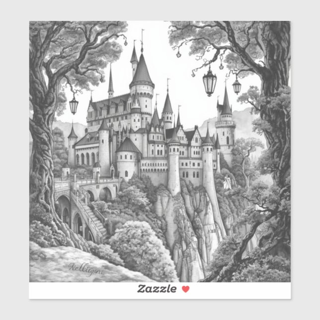 Enchanted Ink Dreams: Black & White Fairy Tale  Aufkleber (Blatt)