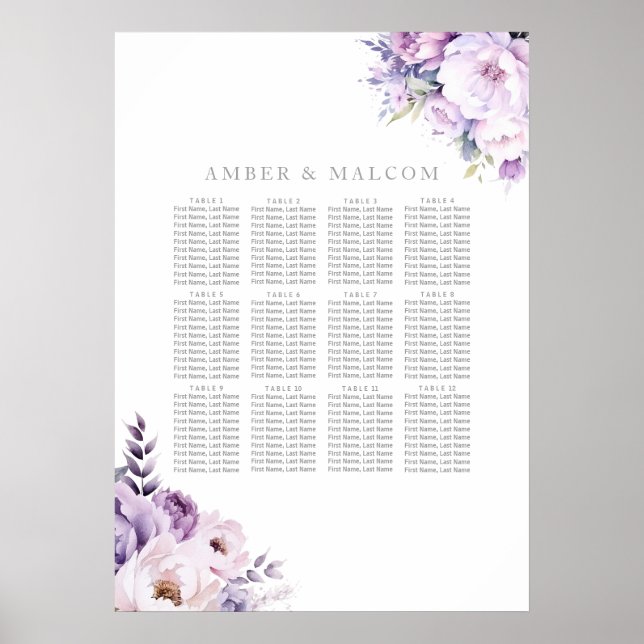 Enchanted Lavender Haze Wedding Seating Chart Poster (Vorne)