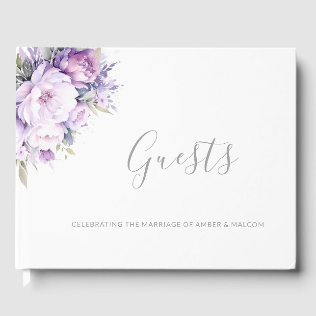 Enchanted Lavender Purple Floral Wedding Gästebuch (Vorderseite)