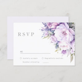 Enchanted Lavender Purple Floral Wedding RSVP Karte