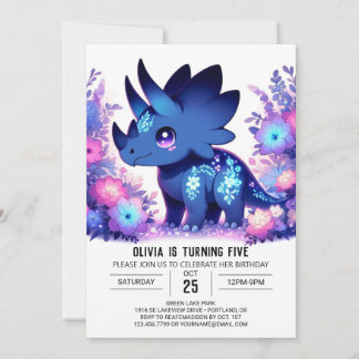 Enchanted Majestic Dinosaur Digital Geburtstag Einladung