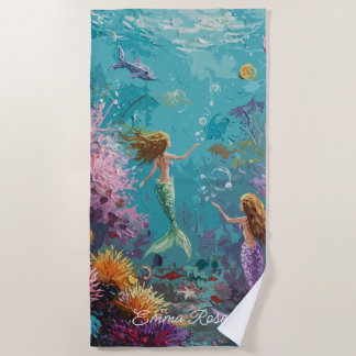 Enchanted Mermaid Underwater Scene Strandtuch