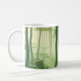 Enchanted Misty Forest Serene Green Woodland Scene Kaffeetasse