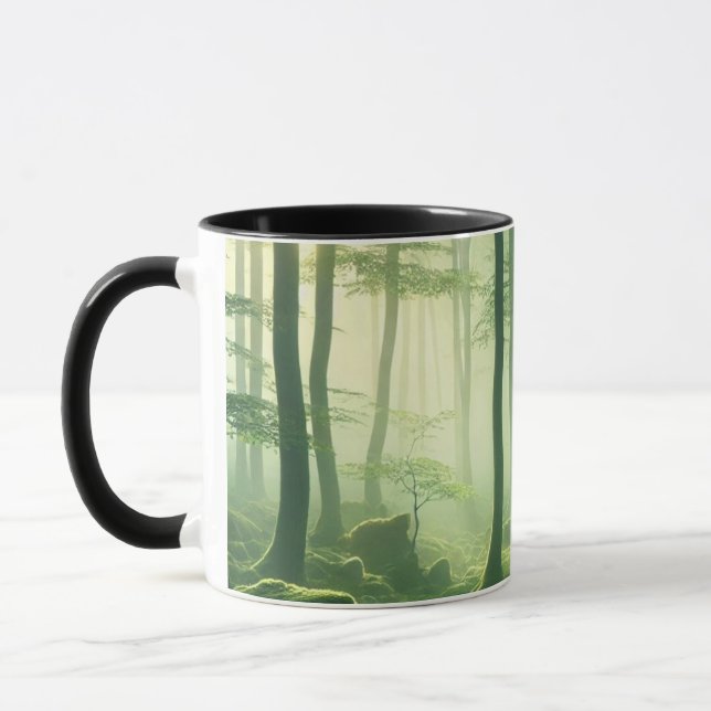 Enchanted Misty Forest Serene Green Woodland Scene Tasse (Links)
