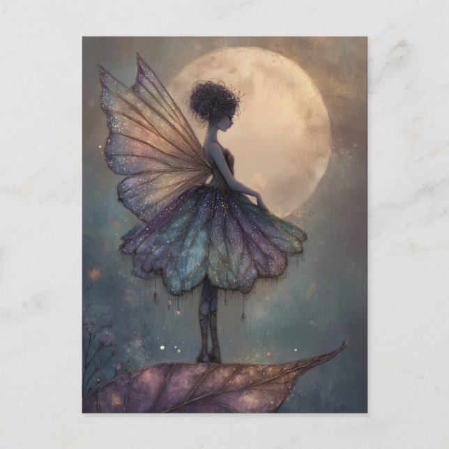 Enchanted Moonlight Fairy Watercolor Fantasy Postkarte (Vorderseite)