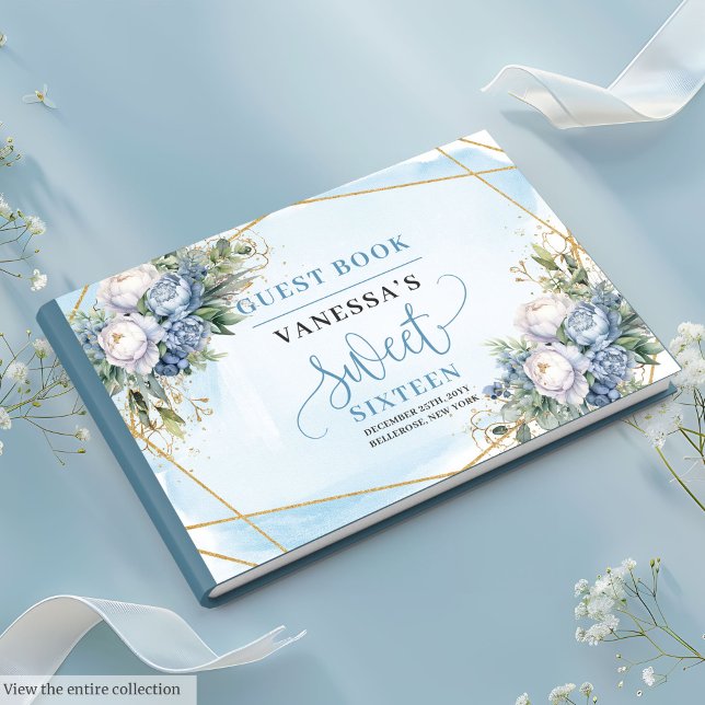 Enchanted Pastel Blue White Peonies 16 . Geburtsta Gästebuch (Enchanted Pastel Blue White Peonies Sweet Sixteen Guest Book)