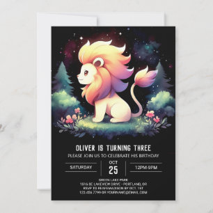 Enchanted Pastel Lion Birthday Einladung