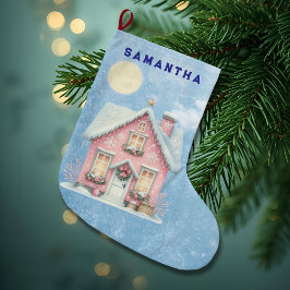 Enchanted Pink Cottage Personalized Stocking Großer Weihnachtsstrumpf