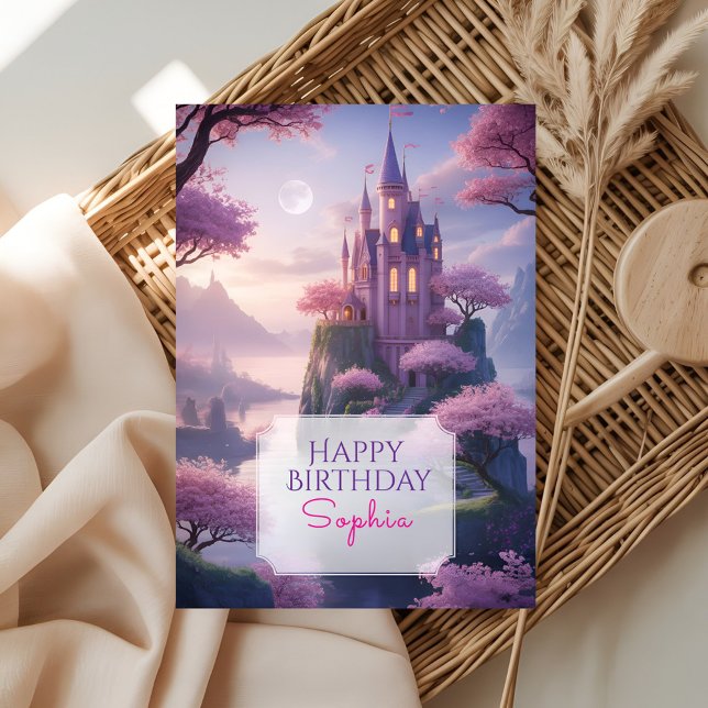 Enchanted Princess Castle Birthday Greeting Karte (Von Creator hochgeladen)