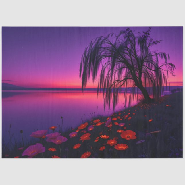 Enchanted Purple Twilight Willow Decoupage Paper Seidenpapier (Vorderseite)