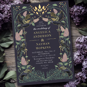 Enchanted Raven Lilac Gothic Wedding Einladung