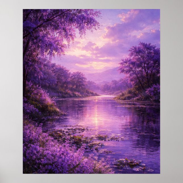 Enchanted River Beneath Purple Sky Poster (Vorne)