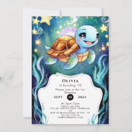 Enchanted Simple Boho Turtle Birthday Einladung