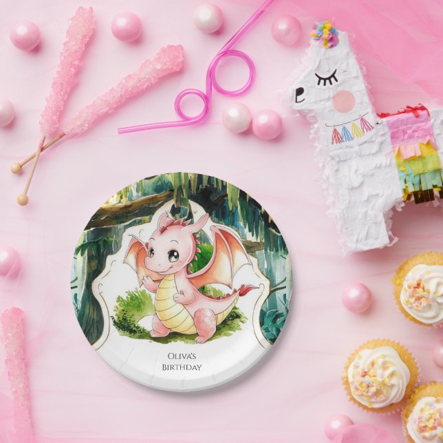 Enchanted Simple Dragon Birthday Pappteller (Party)