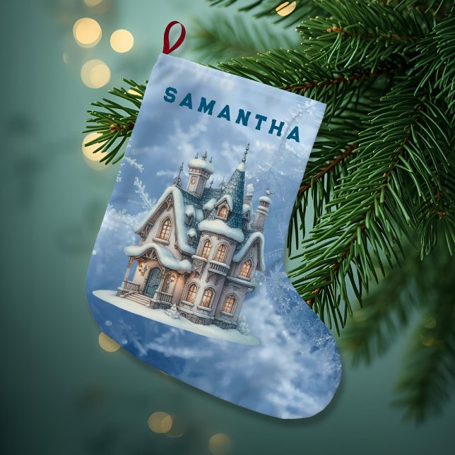 Enchanted Snowy Castle Personalized Stocking  Großer Weihnachtsstrumpf (Von Creator hochgeladen)
