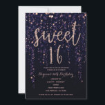 Enchanted Star Lights Lila & Gold Sweet 16 Party Einladung<br><div class="desc">Passen Sie beide Seiten an,  egal wie Sie gewollt haben,  für jedes Ereignis.</div>