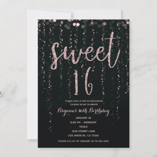 Enchanted Star Lights Rose Gold Blush Sweet 16 Einladung