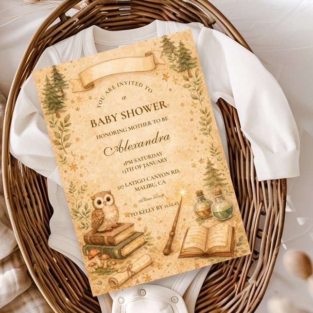Enchanted Storybook Wizard Baby Shower Einladung (Von Creator hochgeladen)