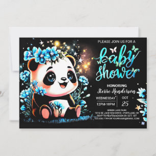 Enchanted Sweet Little Panda Boy Baby Shower Einladung