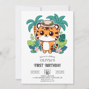 Enchanted Sweet Tiger 1. Geburtstag Digital Einladung