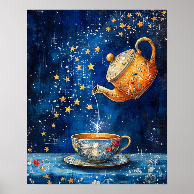 Enchanted Tea Pot & Cup Celestial Poster (Vorne)