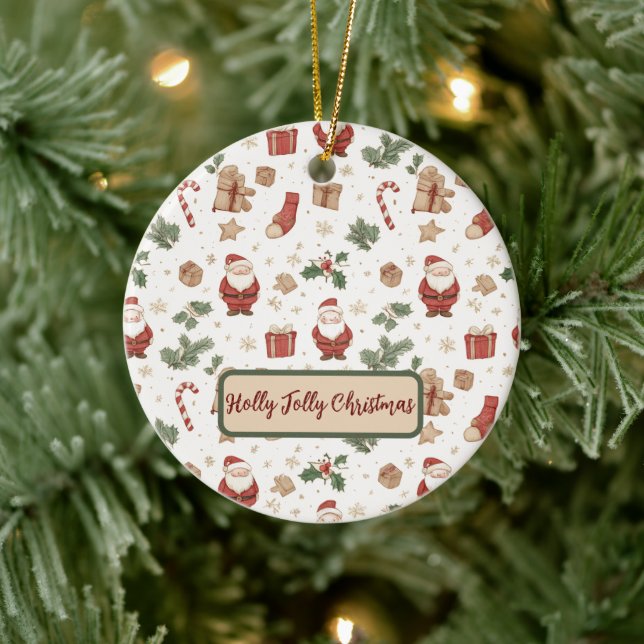 Enchanted Watercolor Holly Jolly Xmas Ornament  (Baum)