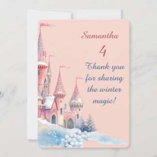 Enchanted Winter Castle Thank You Card, Princess Dankeskarte