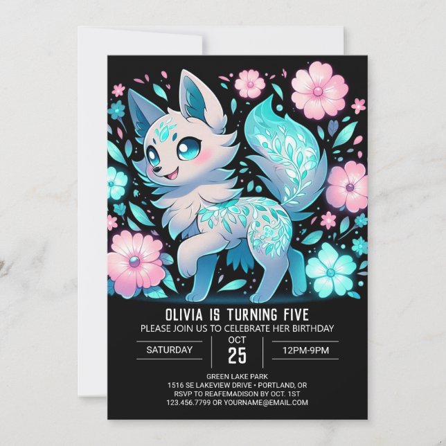 Enchanted Wolf Digital Geburtstag Einladung (Vorderseite)