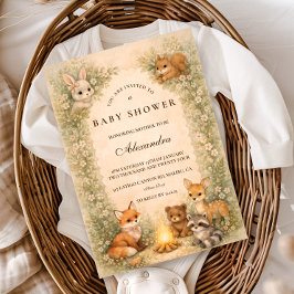 Enchanted Woodland Campfire Baby Shower Einladung