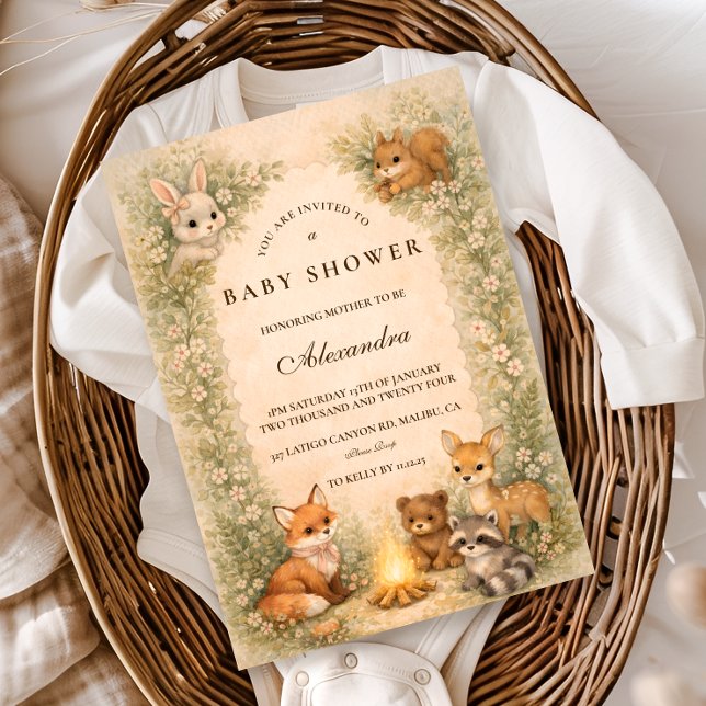 Enchanted Woodland Campfire Baby Shower Einladung (Von Creator hochgeladen)