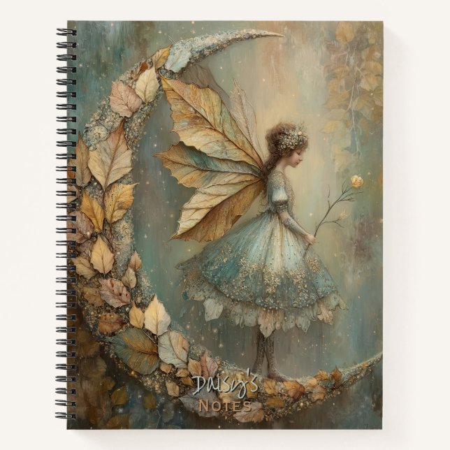 Enchanted Woodland Leaf Fairy Fantasy Personalized Notizbuch (Vorderseite)