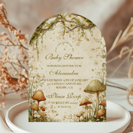 Enchanted Woodland Mushroom Baby Shower Einladung