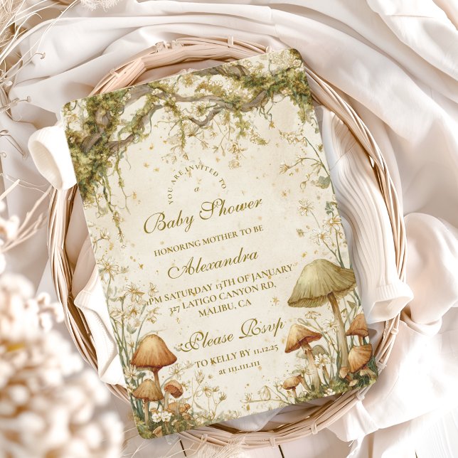 Enchanted Woodland Mushroom Baby Shower Einladung (Von Creator hochgeladen)