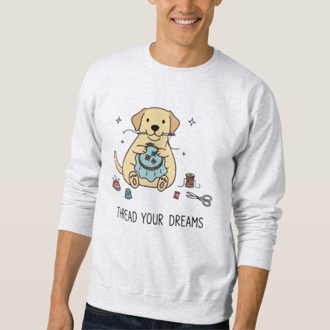 Enchanting Dog Needlework Hobbyist Pastel Graphic Sweatshirt (Vorderseite)