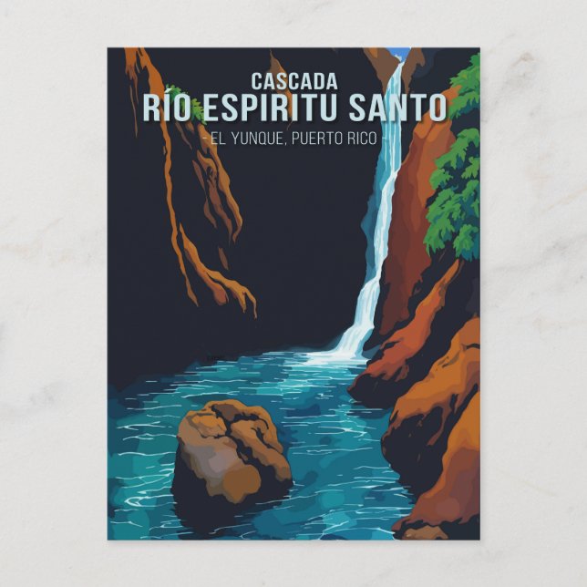 Enchanting Espiritu Santo River Waterfall Postkarte (Vorderseite)