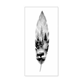 Enchanting Feather with Buffalo Bison Artwork Gummistempel