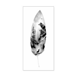 Enchanting Feather with Wolves Artwork Gummistempel