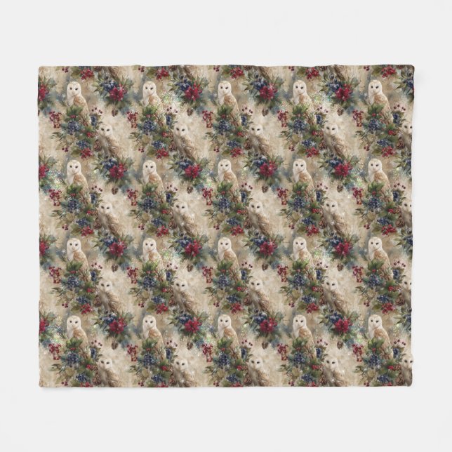 Enchanting Floral Owl Fleecedecke (Vorderseite (Horizontal))