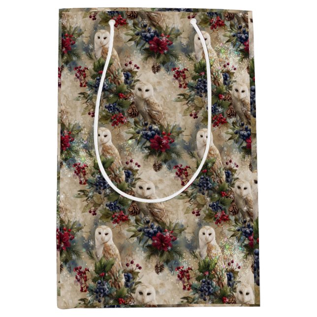 Enchanting Floral Owl Mittlere Geschenktüte (Vorderseite)