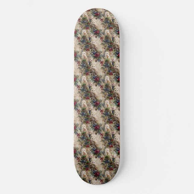 Enchanting Floral Owl Skateboard (Vorderseite)