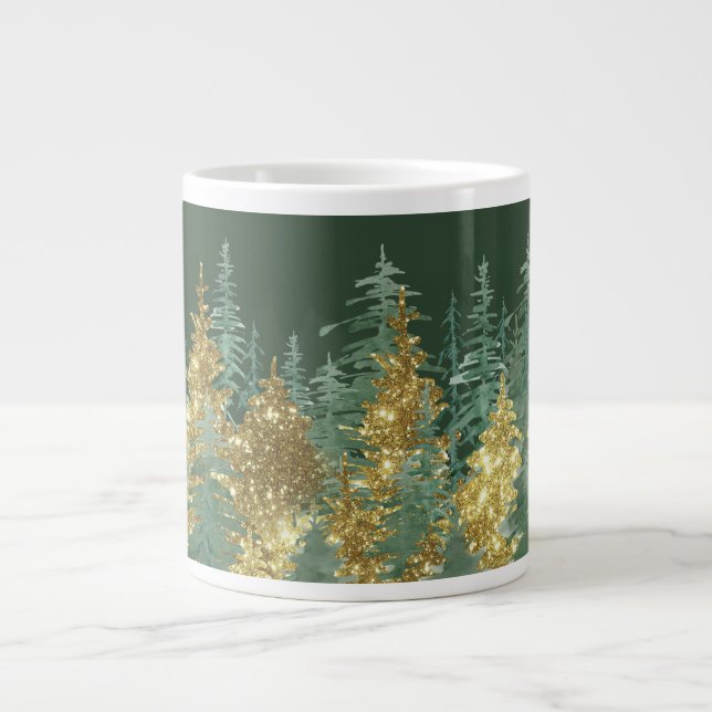 Enchanting Forest Holiday Pines  Giant Coffee Mug Jumbo-Tasse (Vorderseite)