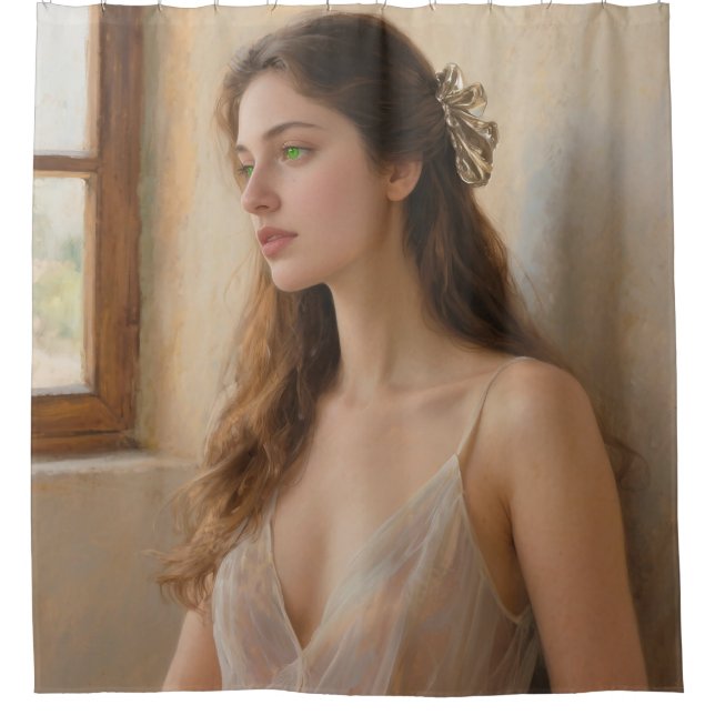 Enchanting Green Gaze Duschvorhang (Vorderseite)