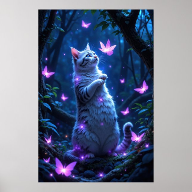Enchanting kitten in a magical forest with glowing poster (Vorne)
