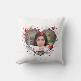 Enchanting Red Watercolor Heart-Shaped Wreath Kissen