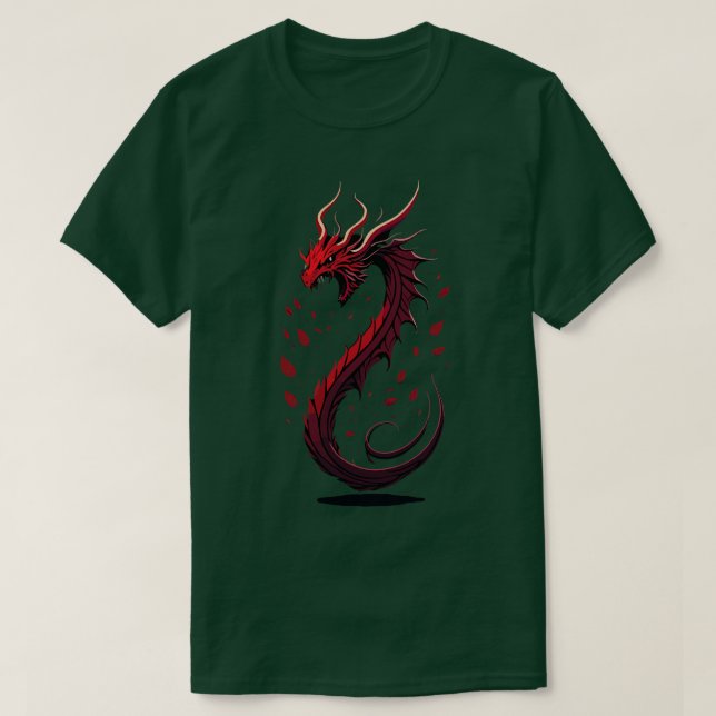 Enchng Dragon Vector Art monochrome Red FrontFa T-Shirt (Design vorne)