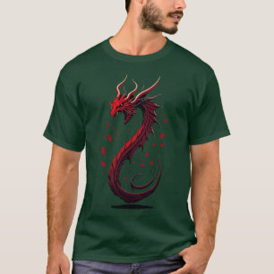 Enchng Dragon Vector Art monochrome Red FrontFa T-Shirt