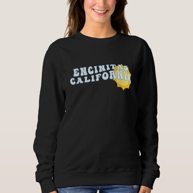 Encinitas California CA Retro Wavy Souvenir Vacati Sweatshirt (Vorderseite)
