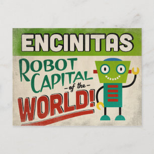 Encinitas California Robot - Funny Vintag Postkarte