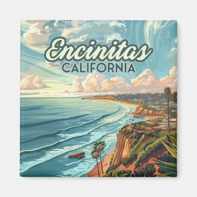 Encinitas California San Diego Beach Vintag Magnet (Vorne)