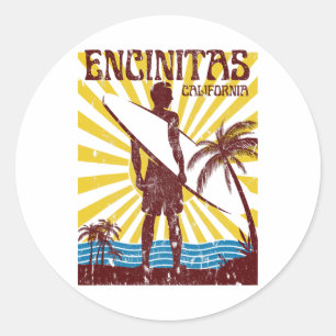 Encinitas-Strand Männer Frauen Mädchen Kinder Runder Aufkleber